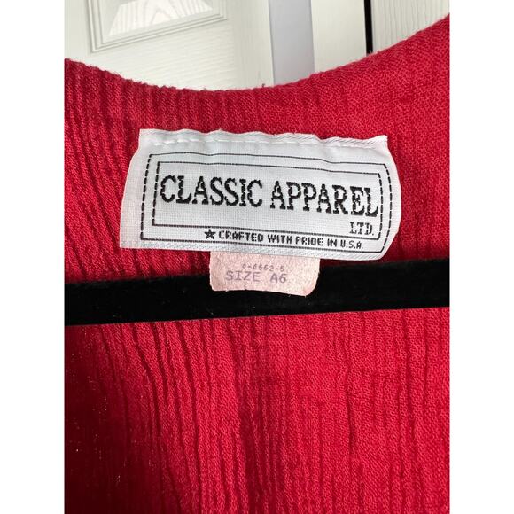 90s Red Rayon Crepe Flutter Sleeve Button Front Tie Corset Back Maxi Dress L/XL - Picture 2 of 8